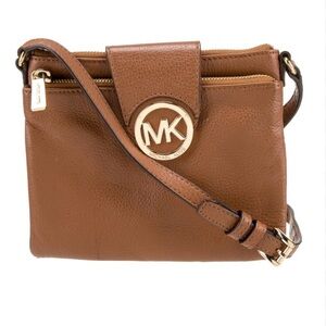Michael Michael Kors Brown Leather Fulton Crossbody Bag